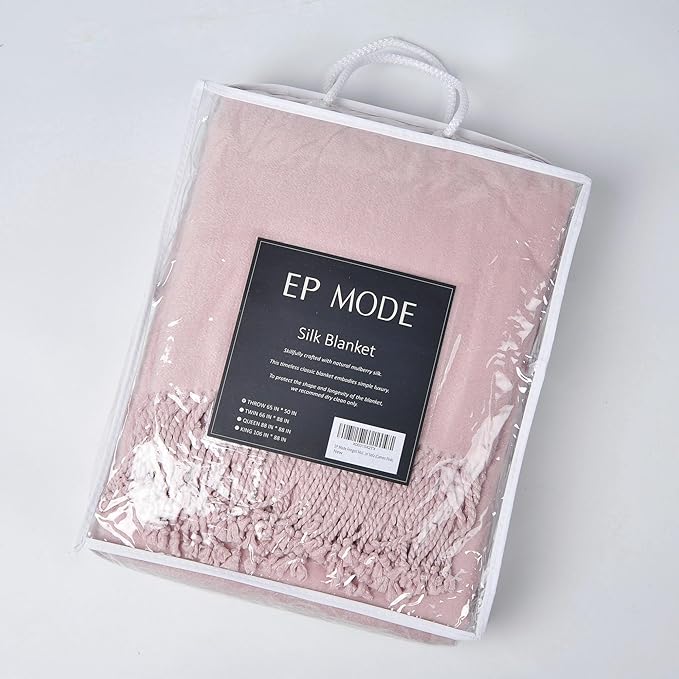 EP Mode Fringed Mulberry Silk Throw Blanket - Image 8