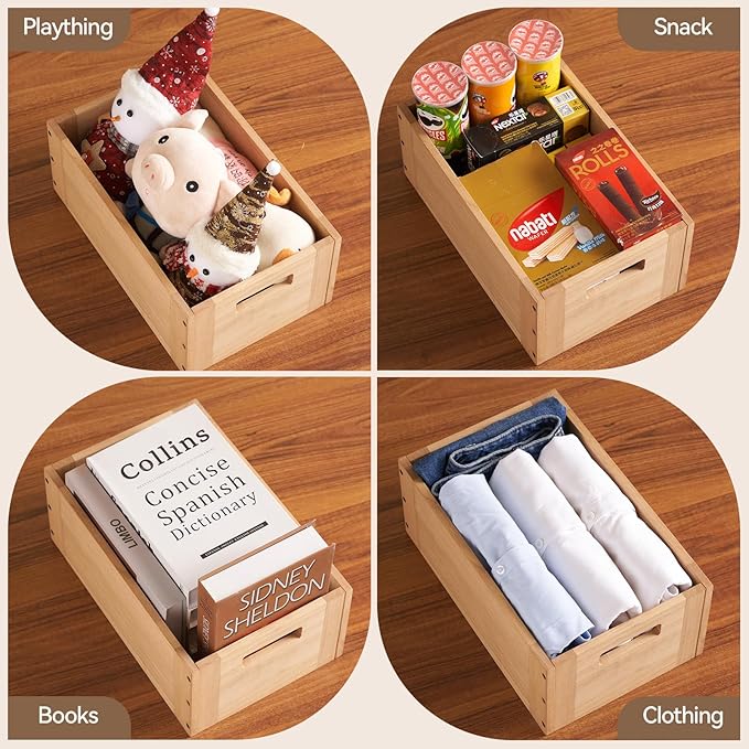KIRIGEN Stackable Wood Storage Cube /Basket/ Bins Organizer - Image 3