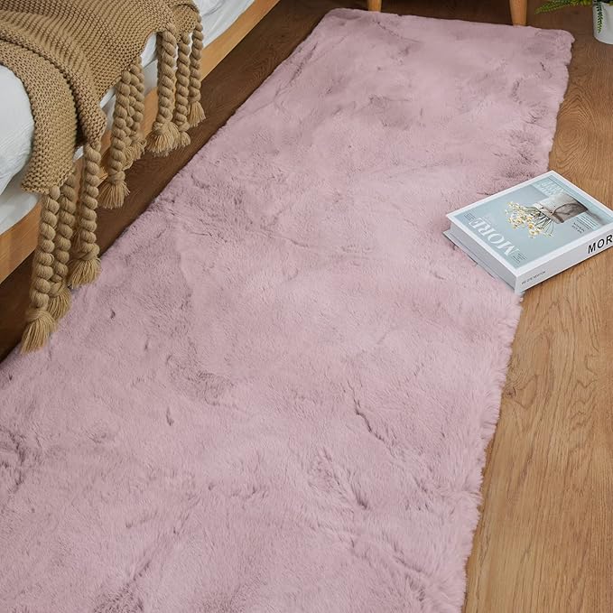 Fluffy Pink Washable Runner Rugs - Image 2