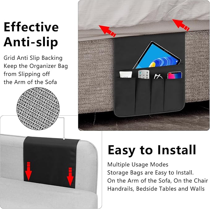 WETRBWEH Non-slip Couch Organizer Armchair Caddy, Oxford TV Remote Control - Image 4
