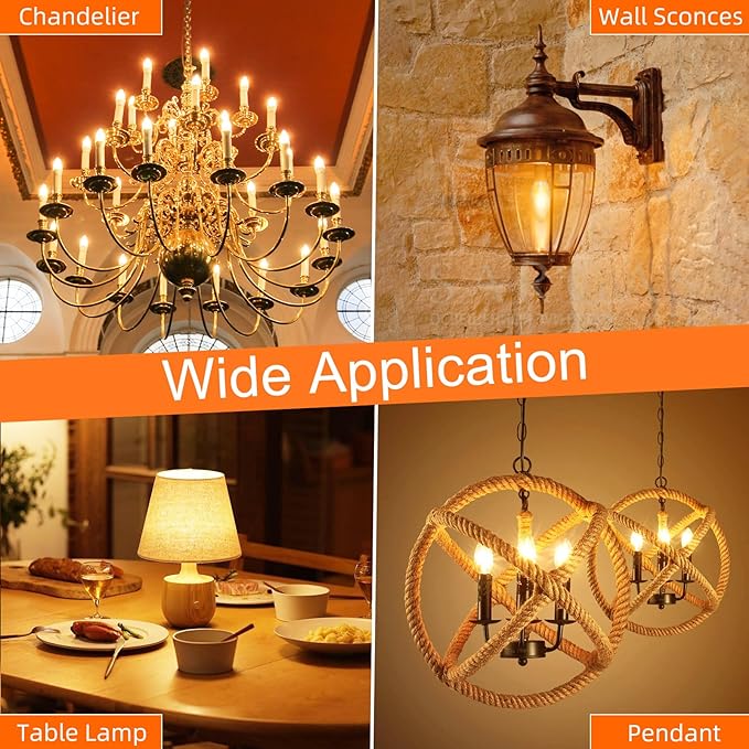 GvvooHome Candelabra Light Bulbs 40 watt Equivalent, E12 LED Bulb Dimmable B10 - Image 7