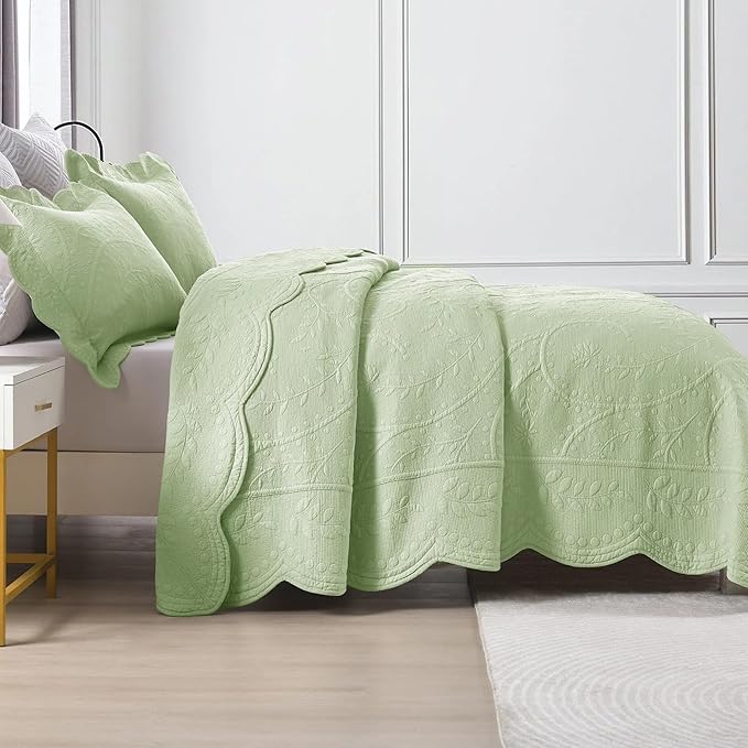 MarCielo 3-Piece 100% Cotton Oversized Bedspread Lightweight Quilt Coverlet - Image 5
