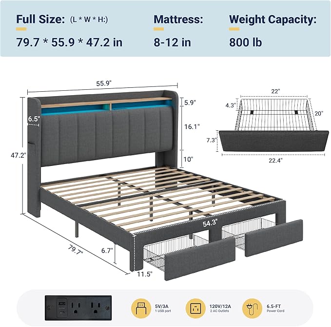 Allewie Vertical Tufted Full Size Upholstered Platform Bed Frame - Image 2