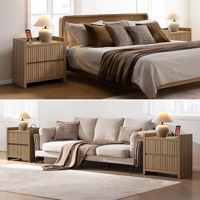 SICOTAS Night Stands Set of 2-Fluted Nightstands - Image 7