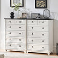 Farmhouse 6 Drawer Dresser for Bedroom Set of 2, Rustic Wood Dresser by Joaxswe