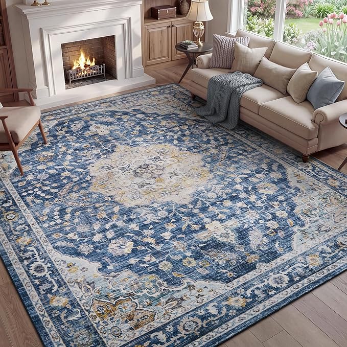 PADOOR 9X12 Area Rug, Rugs for Living Room, Soft Blue Rugs for Bedroom by PADOOR
