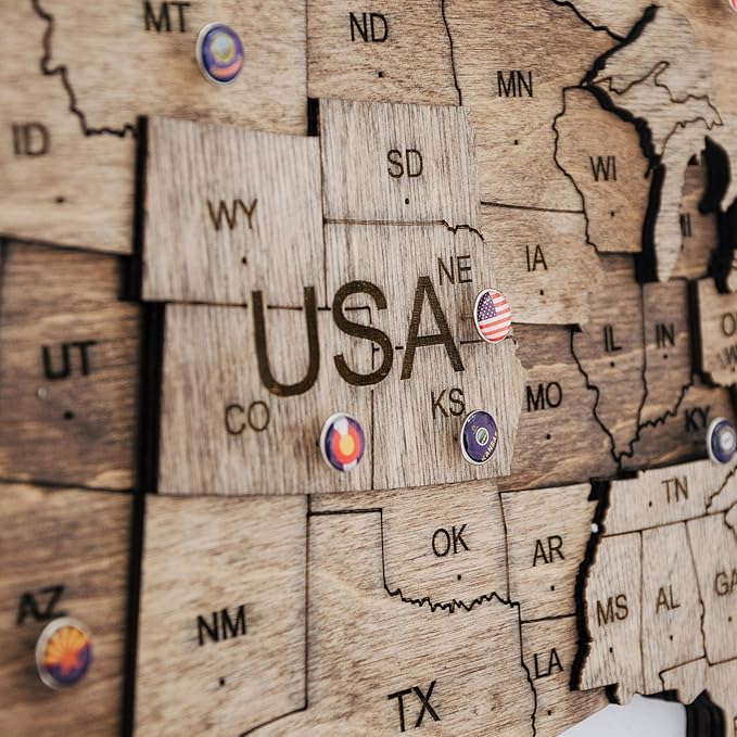Handmade 3D Wood World Map Wall Art Large Wall Decor Track Your World Travels - Image 7