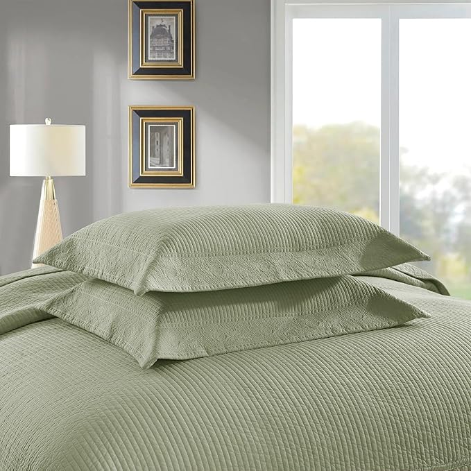 MarCielo 3-Piece 100% Cotton Oversized Bedspread Lightweight Quilt Coverlet - Image 5
