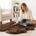Genuine Dark Brown Sheepskin Rug, Real Fluffy Quad Pelt 4x6 ft Fur Area Rug by SuperAreaRugs