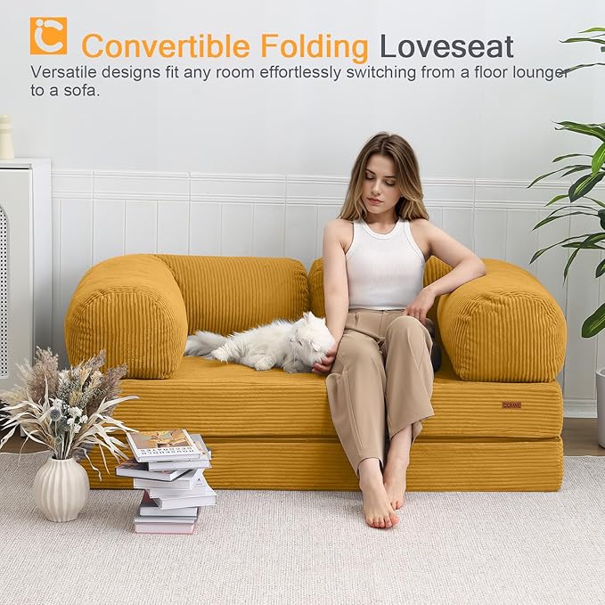 COMAX Folding Sofa Bed, 4-in-1 Convertible Foldable Floor Couch Futon Sofa - Image 4