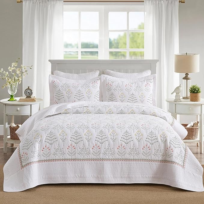 MarCielo 3-Piece 100% Cotton Oversized Bedspread Lightweight Quilt Coverlet by MarCielo