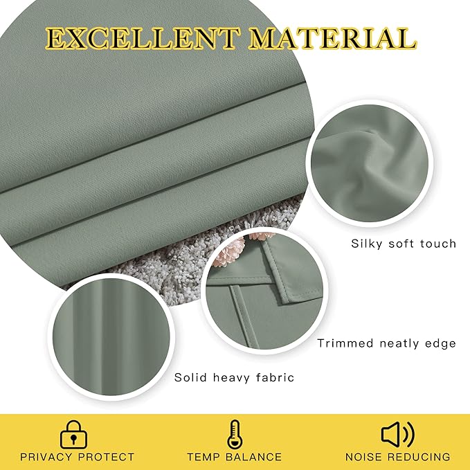 NICETOWN Blackout Curtains 72 inches Long 2 Panels Set - Image 4