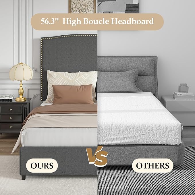 Queen Size Upholstered Platform Bed Frame - Image 7