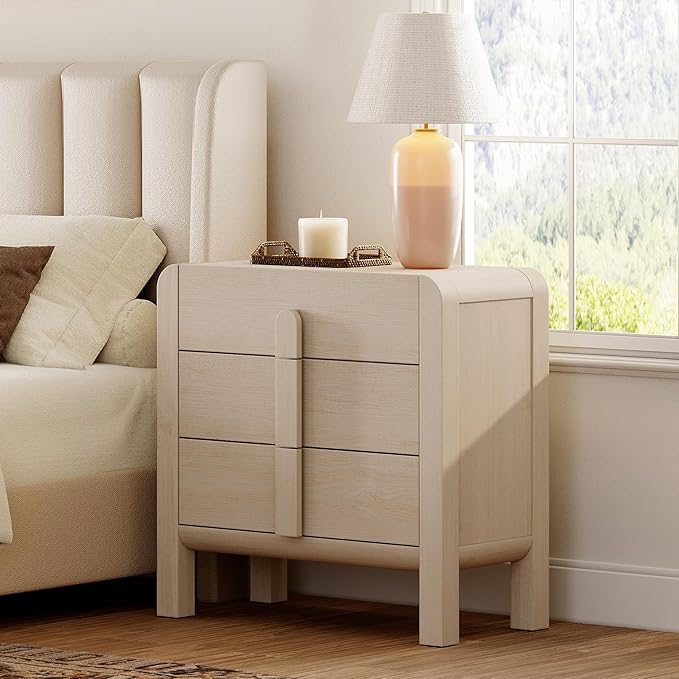 WAMPAT Modern 3-Drawer Nightstand Set of 2, 31.5" Tall Nightstand End Table - Image 4