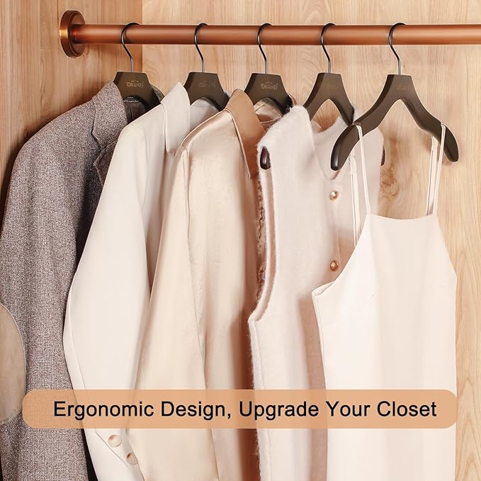 TOPIA HANGER Wooden Coat Hangers 12 Pack, Premium Wood Suit Sweater No Shoulder - Image 9
