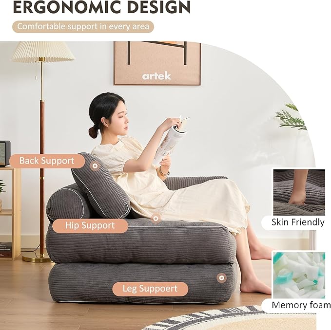 Plus Futon Sofa Bed for Small Spaces, Floor Couch - Image 6