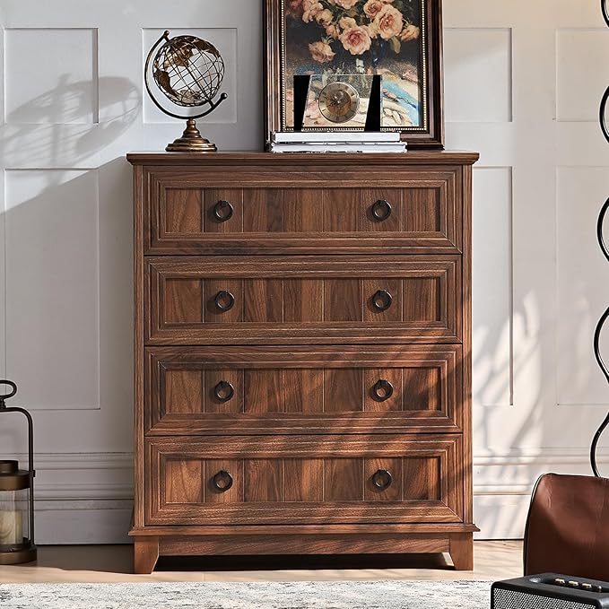 Farmhouse 4 Drawer Dresser for Bedroom, Rustic Wood Dresser - Image 5