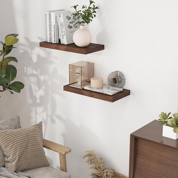 Floating Shelves 16 Inch Long, Wall-Mounted Bathroom Shelves Set of 2, 9.3 Inch - Image 2