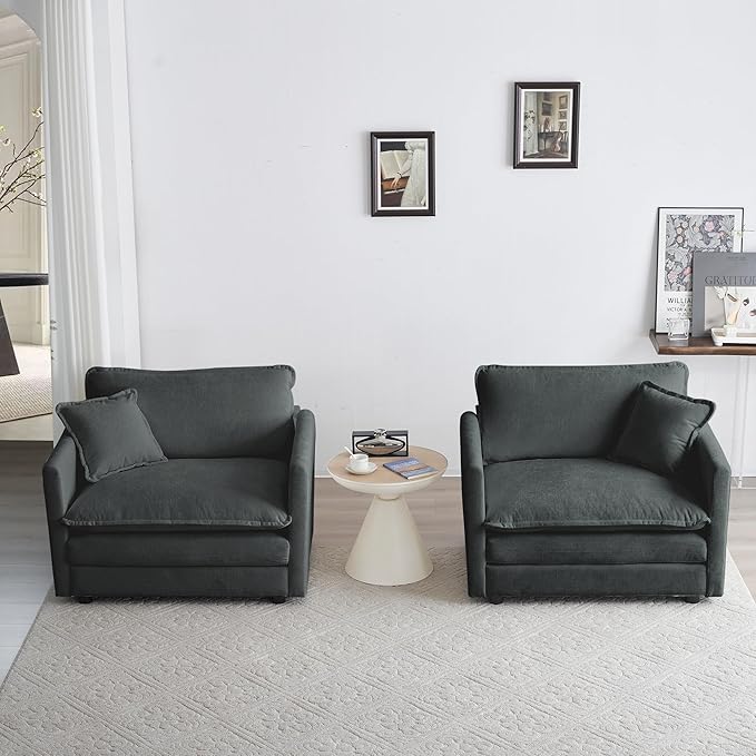 mikibama 41.4" W Single Seat Sofa, Chenille Comfy Deep Upholstered Couch - Image 3