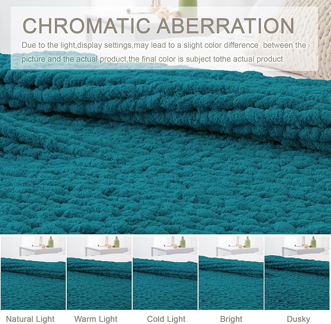Chunky Knit Throw Blanket 60"X 80", 100% Handmade - Image 2