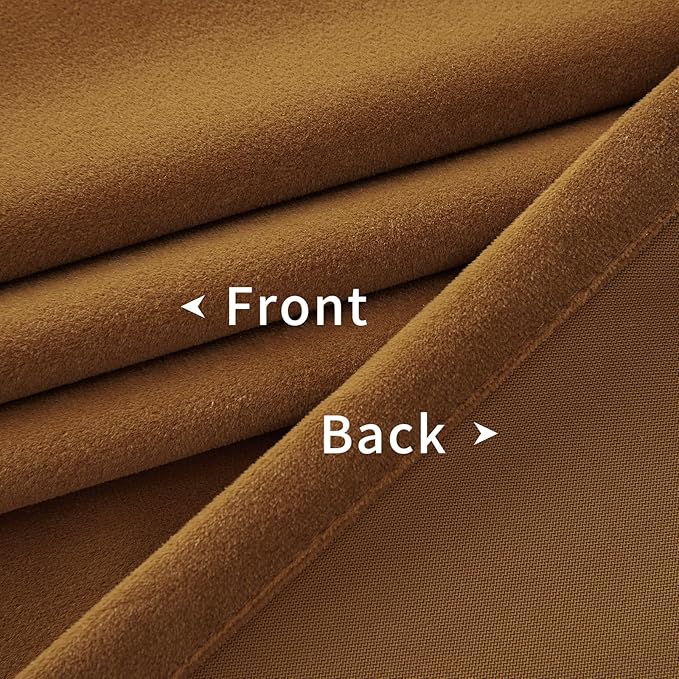 Joydeco Brown Velvet Curtains 72 inch Length 2 Panels, Luxury Blackout Rod - Image 4