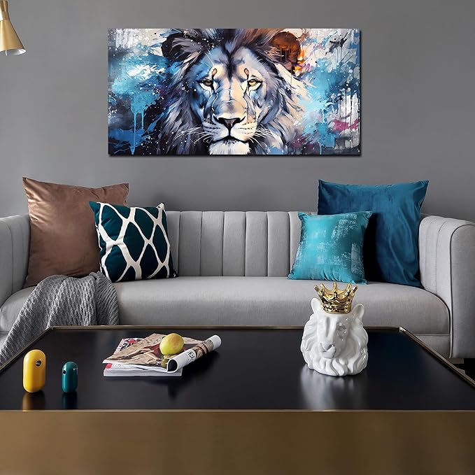 ENTANUB Lion Wall Art for Living Room, Animal Canvas Print Painting for Bedroom - Image 4