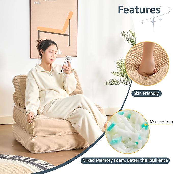 Folding Chair Bed, Futon Sofa Bed, Floor Couch - Image 6