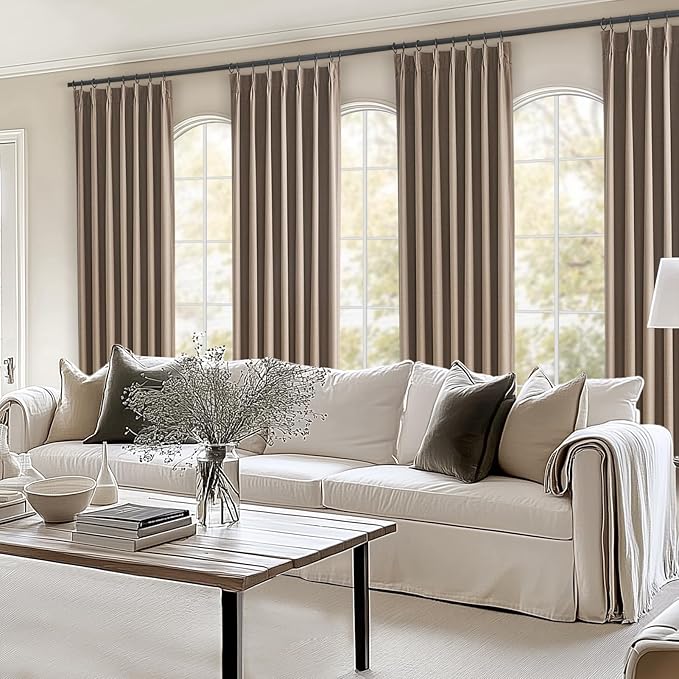 Topfinel Linen Blackout Curtains 96 Inch Long, Pinch Pleat Rustic Neutral - Image 8