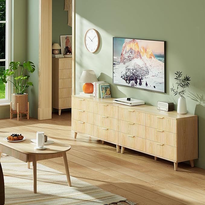 Lulive Dresser for Bedroom Wood Dressers Chest of Drawers, Fluted 53.2" Wide - Image 7