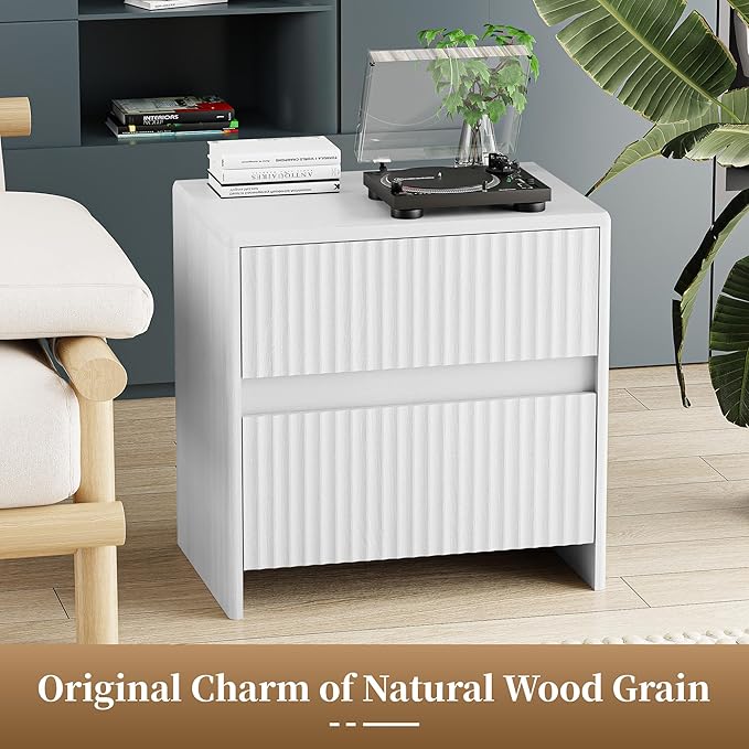 Set of 2 Fluted Nightstand, Modern Night Stand - Image 3