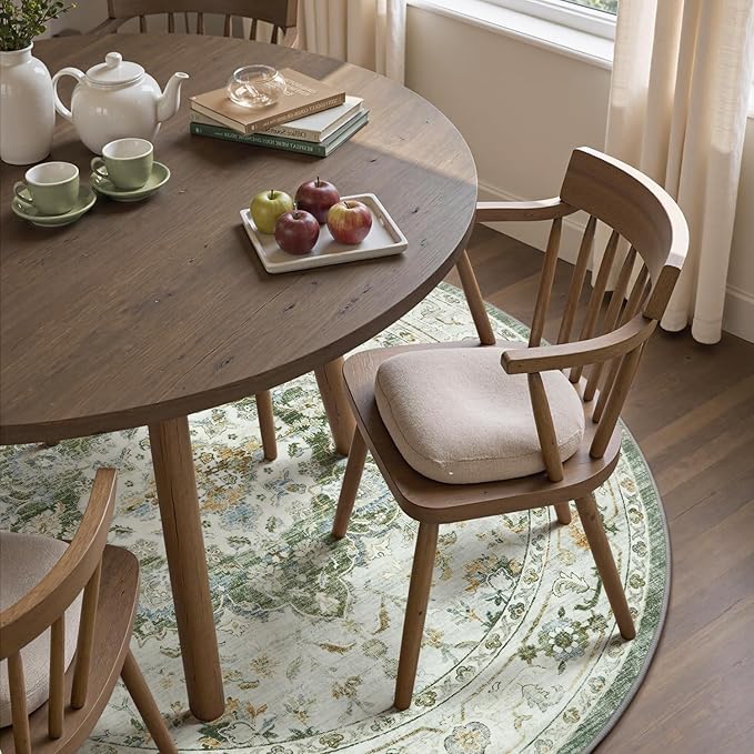 PADOOR 6FT Round Rug, Rugs for Living Room, Soft Green Circle Rug, Machine - Image 4
