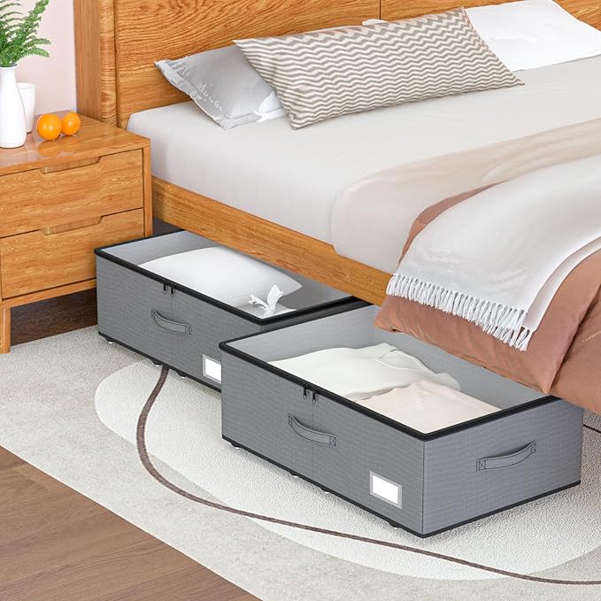 Under Bed Storage with Wheels, No Assemble Required 12 inches height Under Bed - Image 7