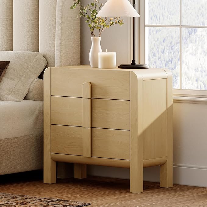 WAMPAT Modern 3 Drawer Nightstand, 31.5" Tall Nightstand End Table Bed Side - Image 9