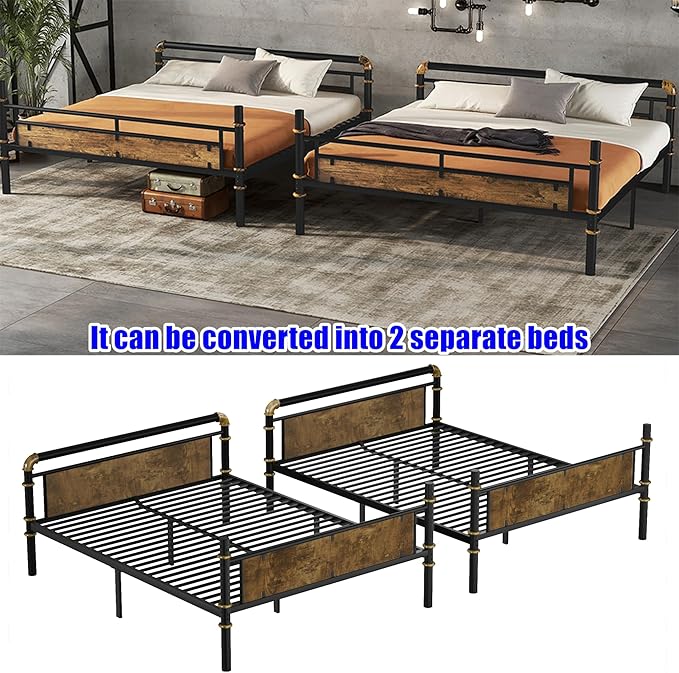 Higher Quality & Stronger Heavy Duty Metal Bunk Bed Frame Queen Over Queen Size - Image 7
