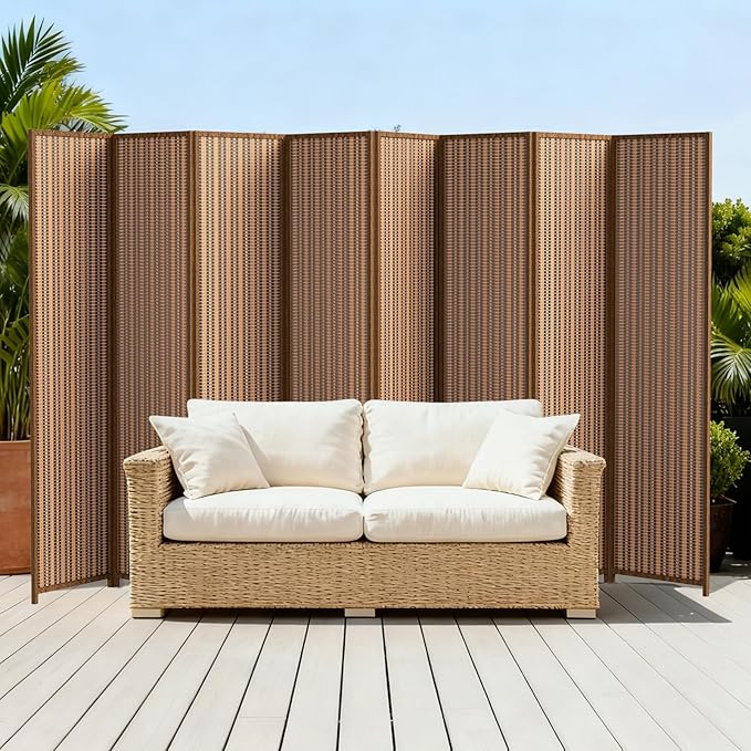 8 Panel Room Divider and Extra Wide Folding Privacy Screen, Bamboo Room Divider - Image 10