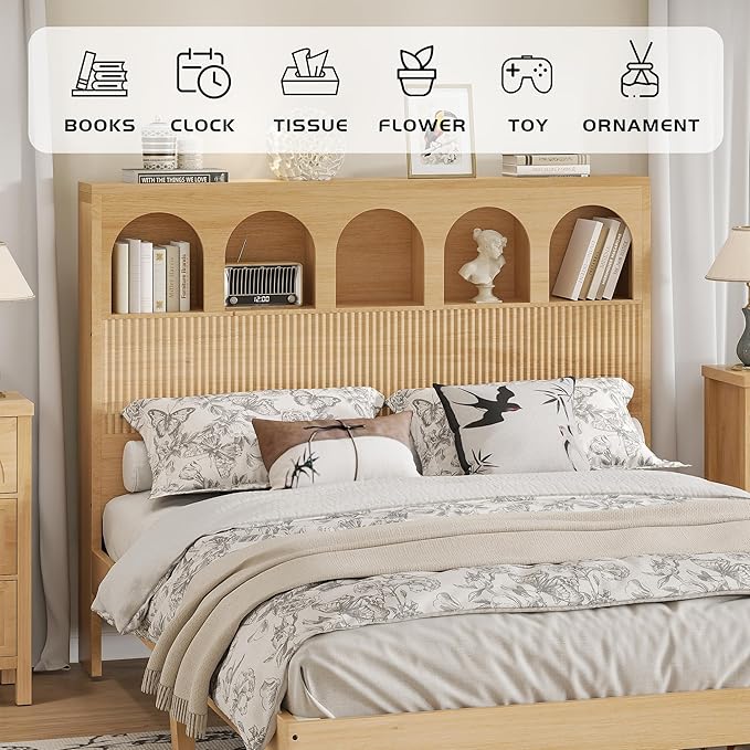 Queen Bed Frame, Storage Headboard - Image 4