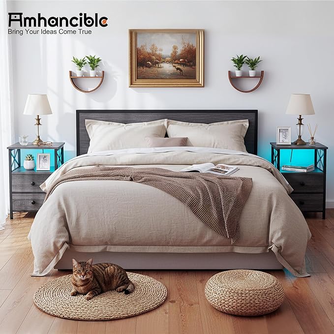 AMHANCIBLE Night Stand Set 2, LED Nightstand - Image 2