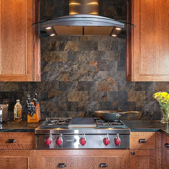 AULIGET Rustic Slate Peel and Stick Backsplash Wall Tile - Image 4