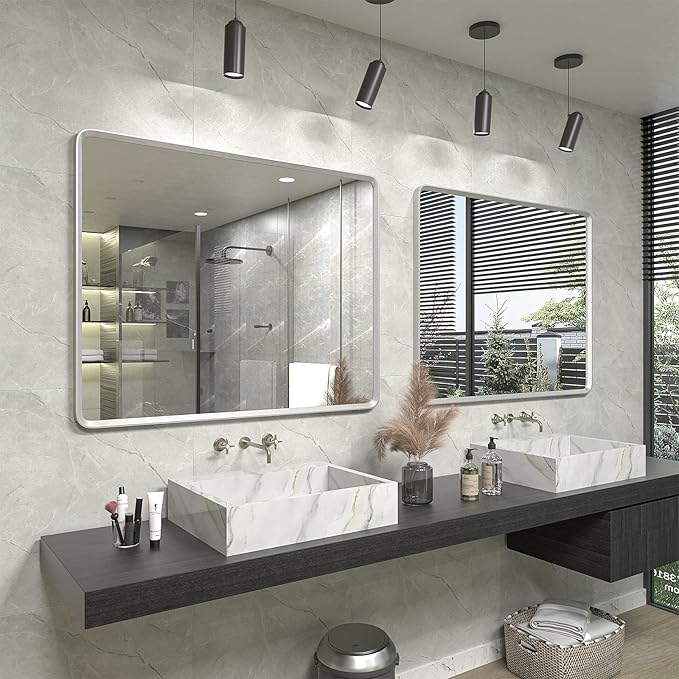 48x36 Inch Silver Bathroom Mirror - Image 7