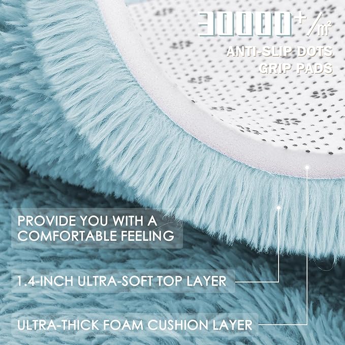 OLANLY Light Blue Round Rugs for Bedroom - Image 6