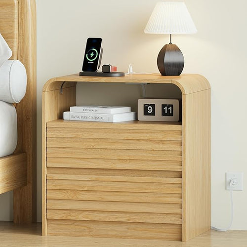 24" Wide Modern Fluted Nightstand by METOTI
