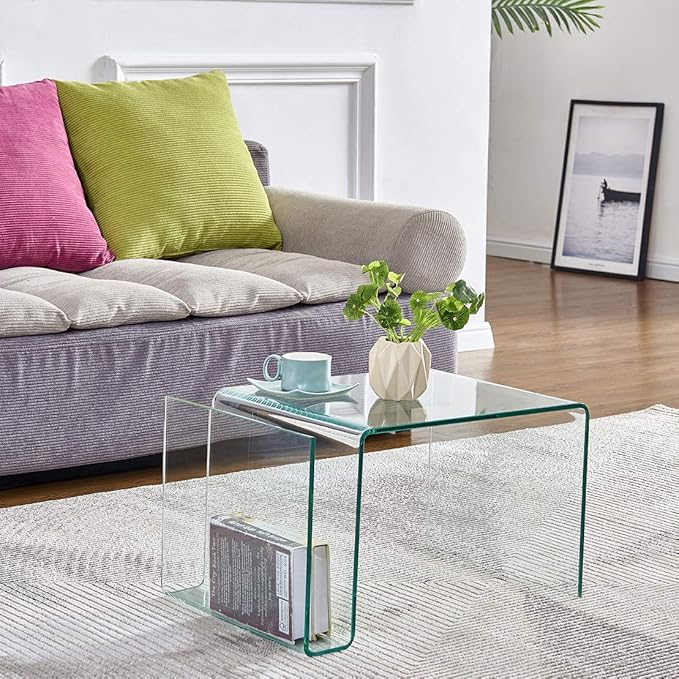 Glass Nightstand, Side Table, S-Shaped End Table - Image 6