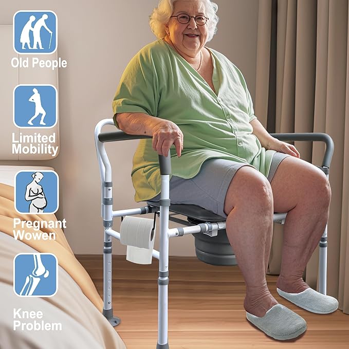 Aliseniors Heavy Duty Bedside Commode, 500lbs Extra-Wide Bariatric Commode Chair - Image 8
