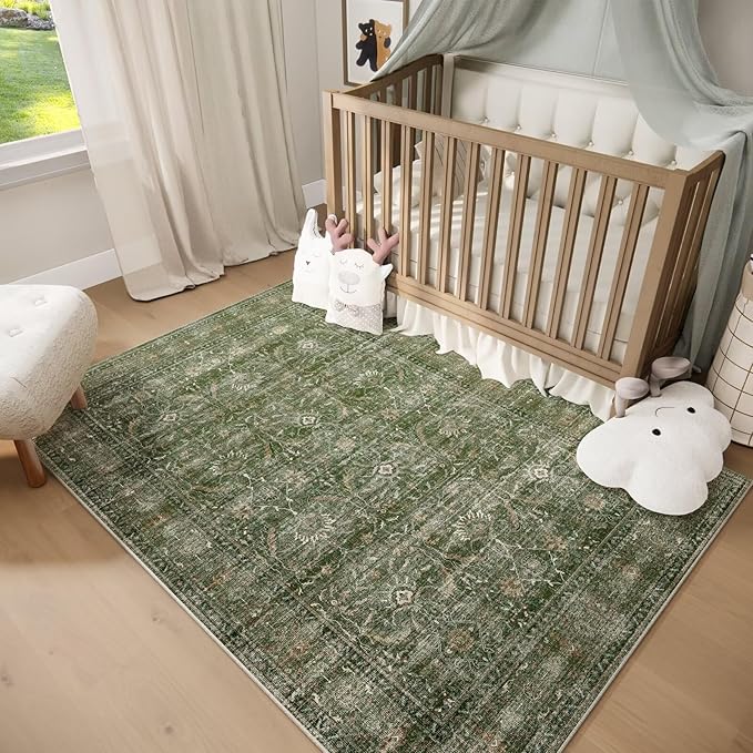 Washable 5x7 Area Rugs for Living Room, Boho Non-Slip Vintage Distress Rugs for - Image 3