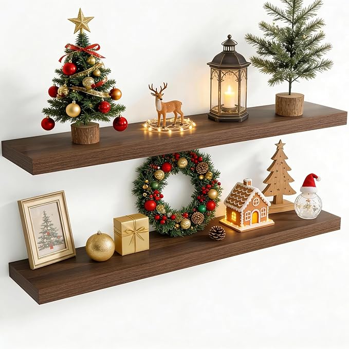 48 Inch Floating Shelves for Wall, 8 Inch Deep Floating Shelf for Storage & by Axeman