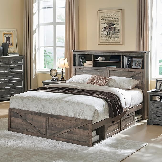 ACCOHOHO Queen Bed Frame Farmhouse - Image 3
