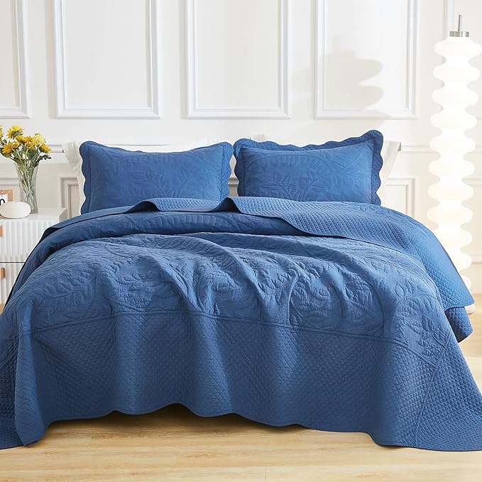 MarCielo 3-Piece 100% Cotton Oversized Bedspread Lightweight Quilt Coverlet by MarCielo
