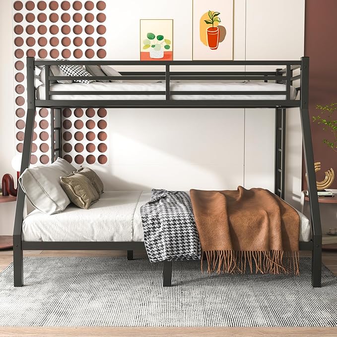 Twin XL Over Queen Bunk Bed Frame, Heavy Duty Metal Loft Bed - Image 7