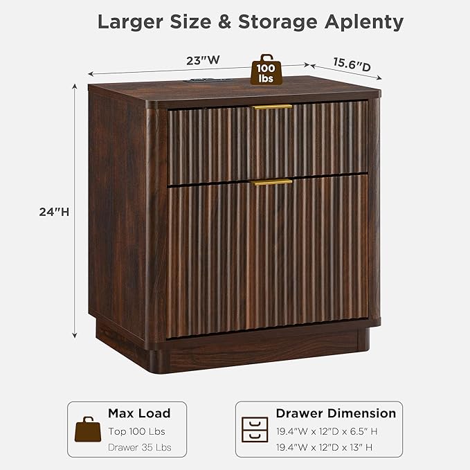 T4TREAM 23'' Fluted Nightstand Set of 2 - Image 3