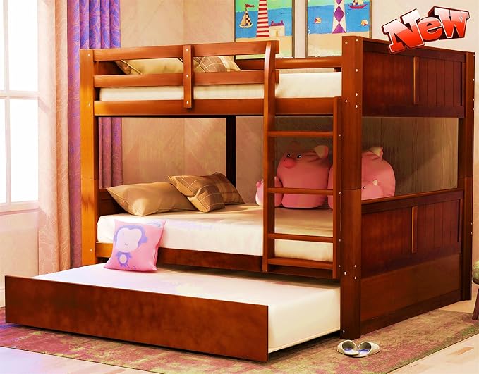 TSAMPA Latest Upgraded & Stronger Heavy Duty Solid Wood Full Over Full Bunk Bed by Unknown